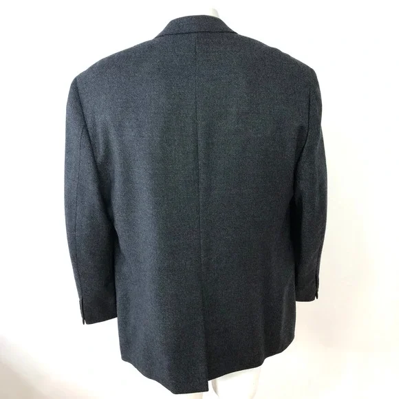 Brooks Brothers 346 Wool 44R Button Sport Coat Jacket Herringbone Blue Gray